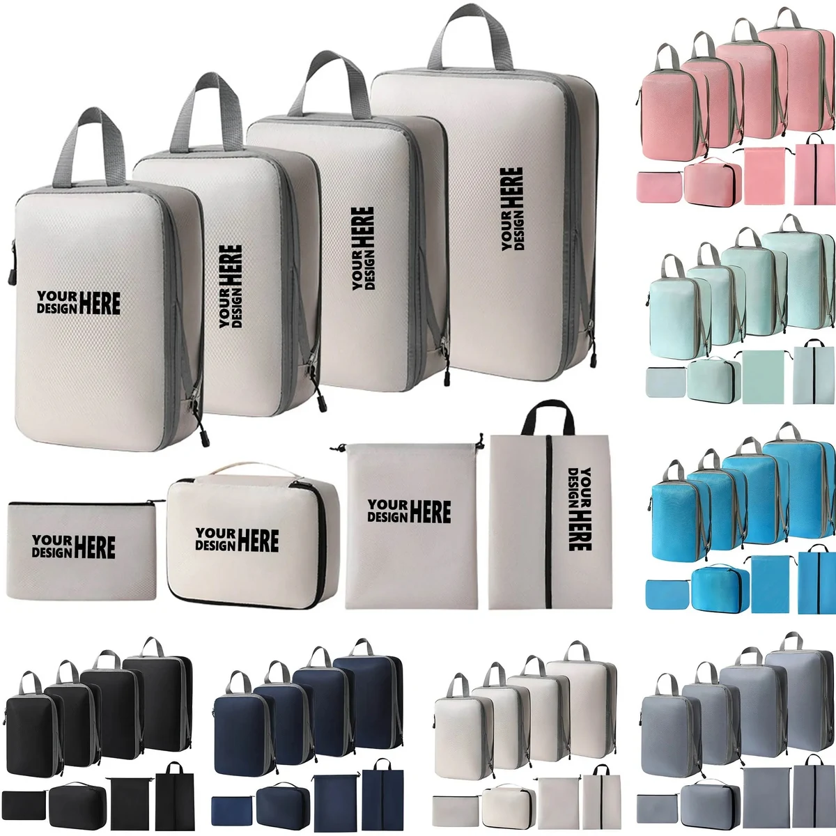 8 Set Compression Packing Cubes Travel Accessories 1