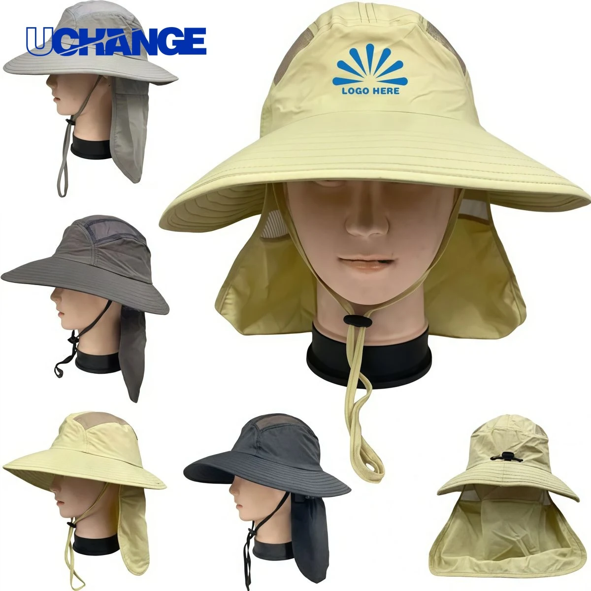 Wide Brim Waterproof Safari Mesh Bucket Hat Headwear 1