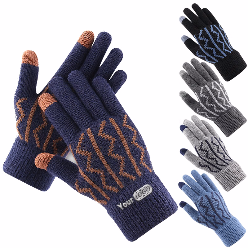 Winter Jacquard Knit Touchscreen Gloves