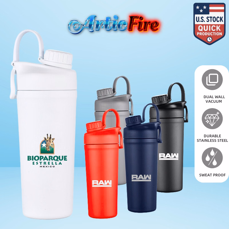 ArticFire 26oz Double Wall Stainless Steel Ice Shaker Bottle
