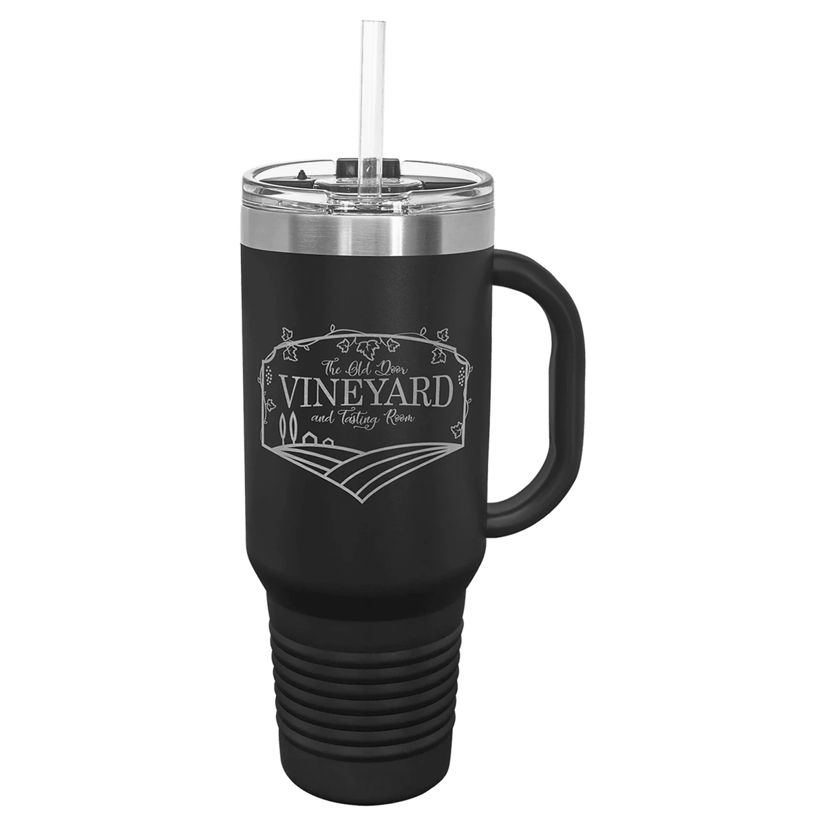 Polar Camel 40 oz. Black Travel Mug with Handle, Straw Included, custom tumbler with logo imprint 1