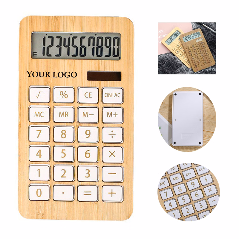 Wooden Solar Calculator Standard Function Desktop Calculator