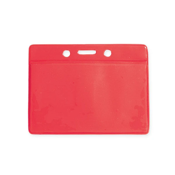 Vinyl Horizontal Color Back Badge Holder (3.75"x 3")(Red) 1