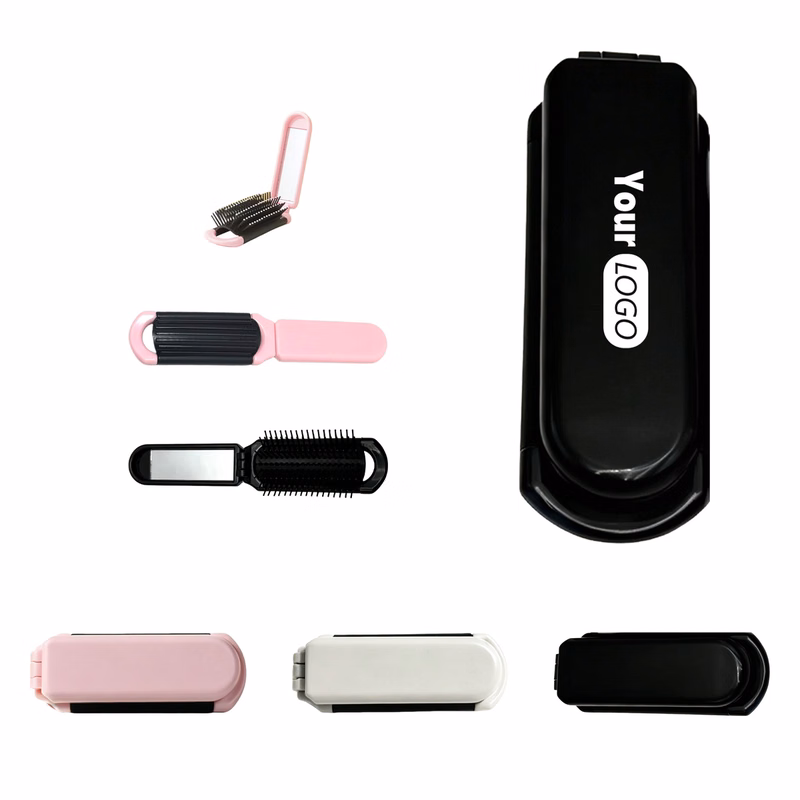 Foldable Cushion Hairbrush with Mirror