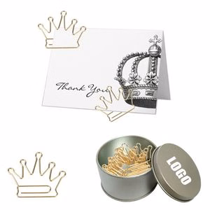 Crown Shaped Paper Clips in Tin Box