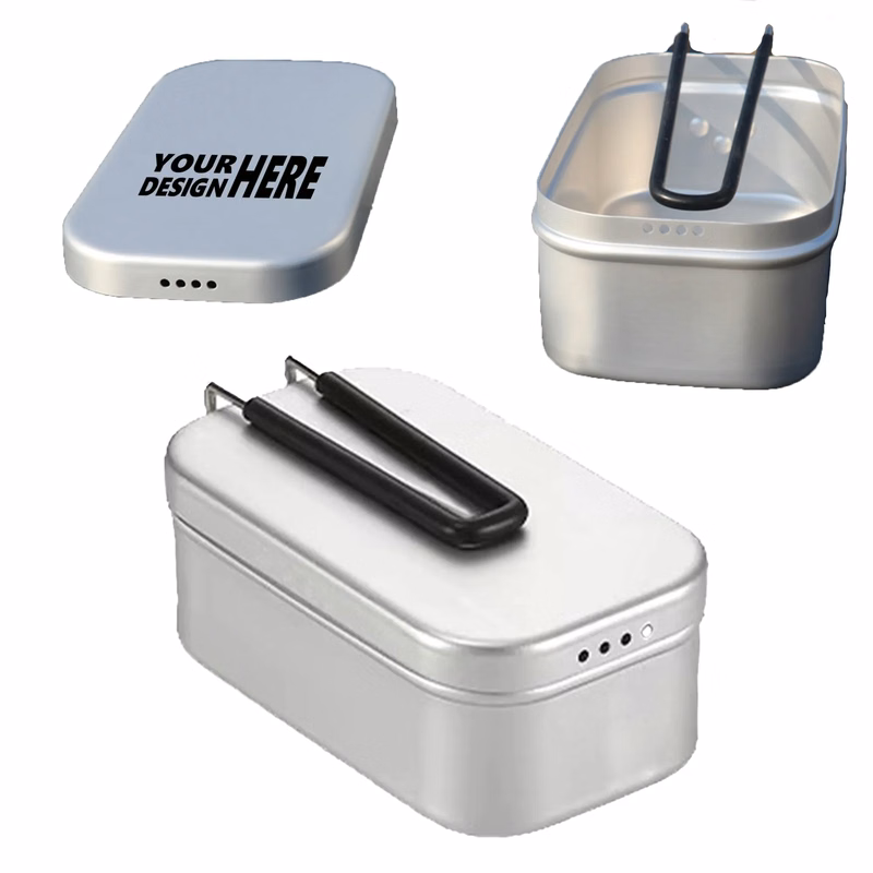 Portable Aluminum Bento Lunch Box for Camping and Picnics