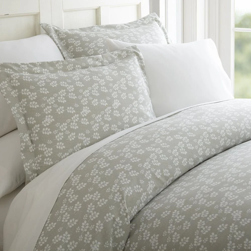 Duvet Cover Sets - Gray Wheat Floral Twin 2 Piece 1