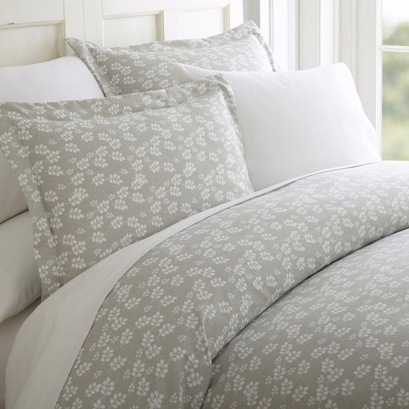 Duvet Cover Sets - Gray Wheat Floral Twin 2 Piece
