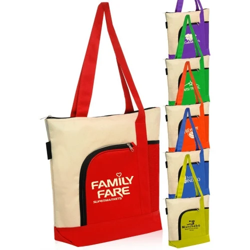 Zipper Poly Tote Bags - 14"W x 16"H 1
