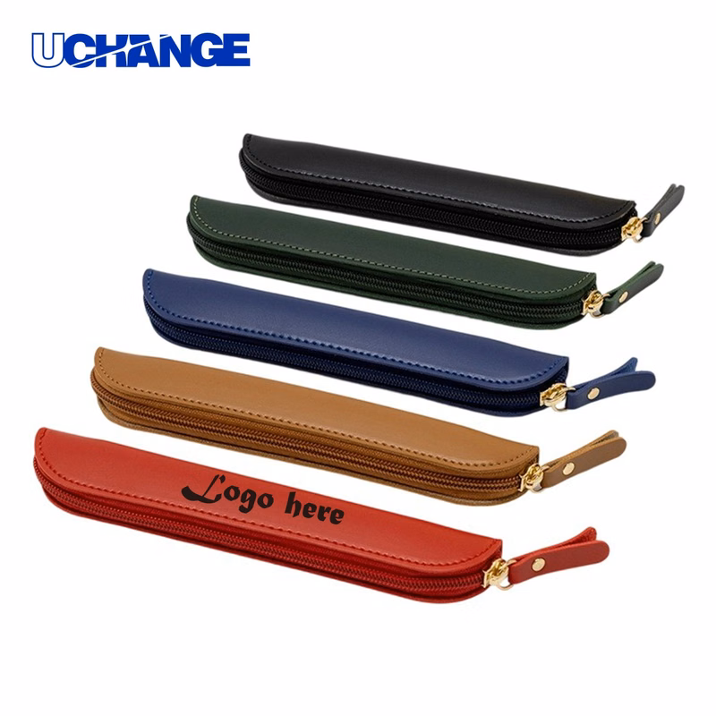 Solid Color Minimalist Leather Pen Case