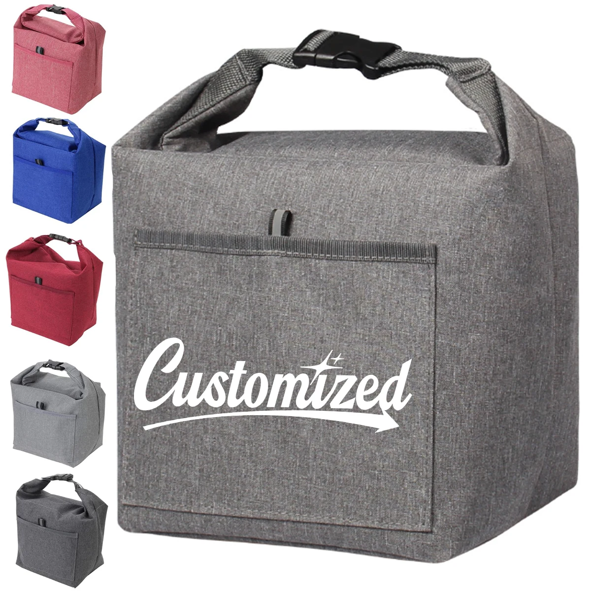 Reusable Insulated Tote Lunch Bag with Buckle Closure 1