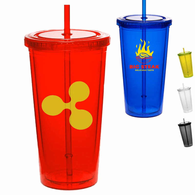 20 oz Acrylic Tumbler w/ Custom Logo & Matching Lid & Straw