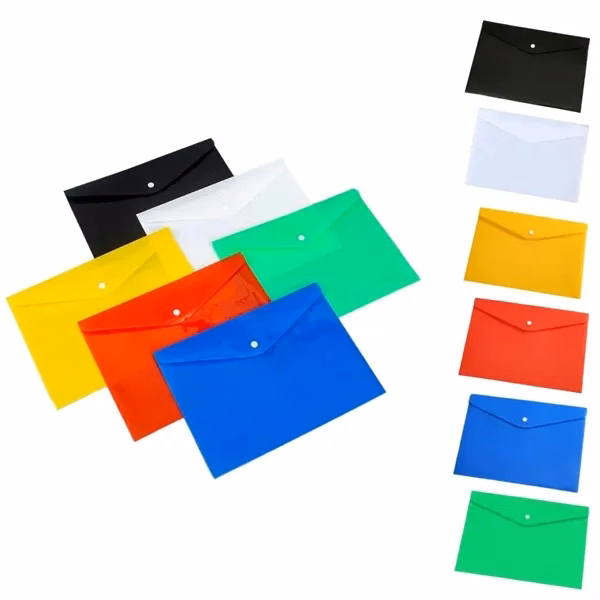 Custom A4 Transparent Snap-Button Document Bag — Waterproof Office Organization Storage
