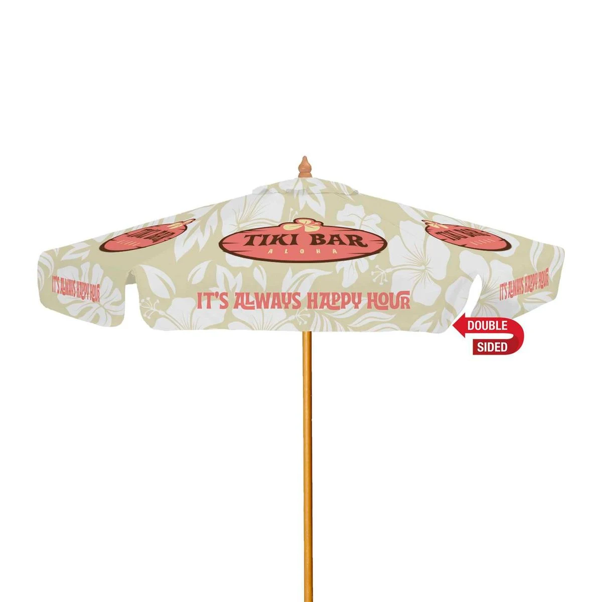 7' Wood Market Umbrella with Valance Kit Double-Sided (Dye Sublimation) 1