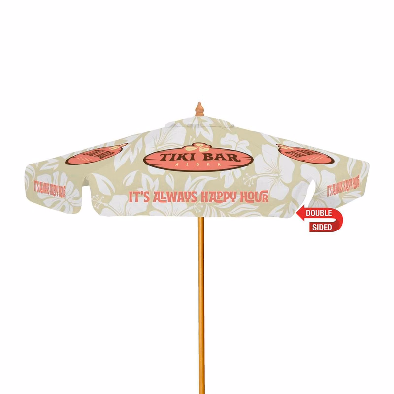 7' Wood Market Umbrella with Valance Kit Double-Sided (Dye Sublimation)