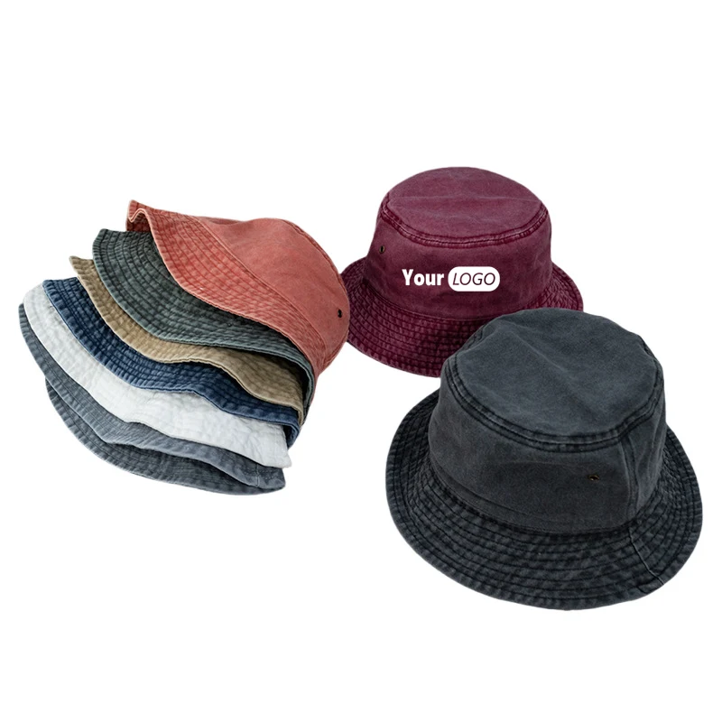 Washed Cowboy Cotton Bucket Hats 1