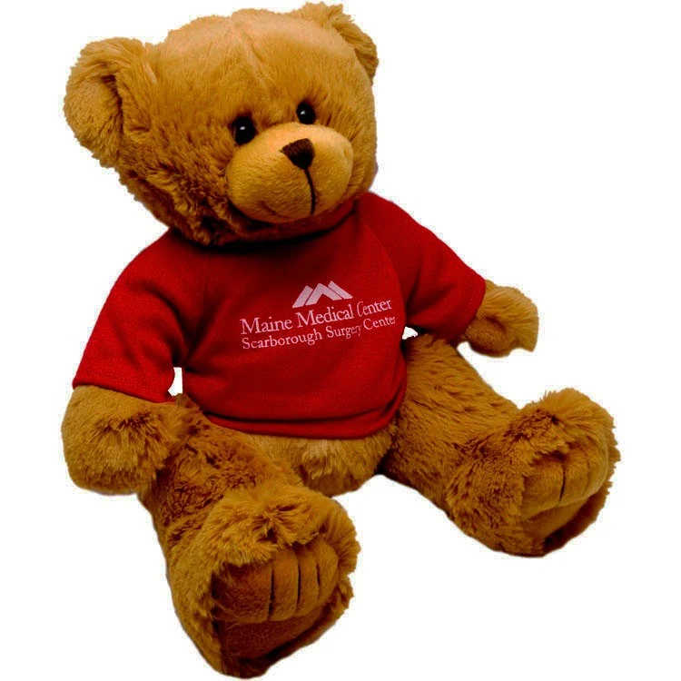 12" Tan Peter Bear with t-shirt and one color imprint 1