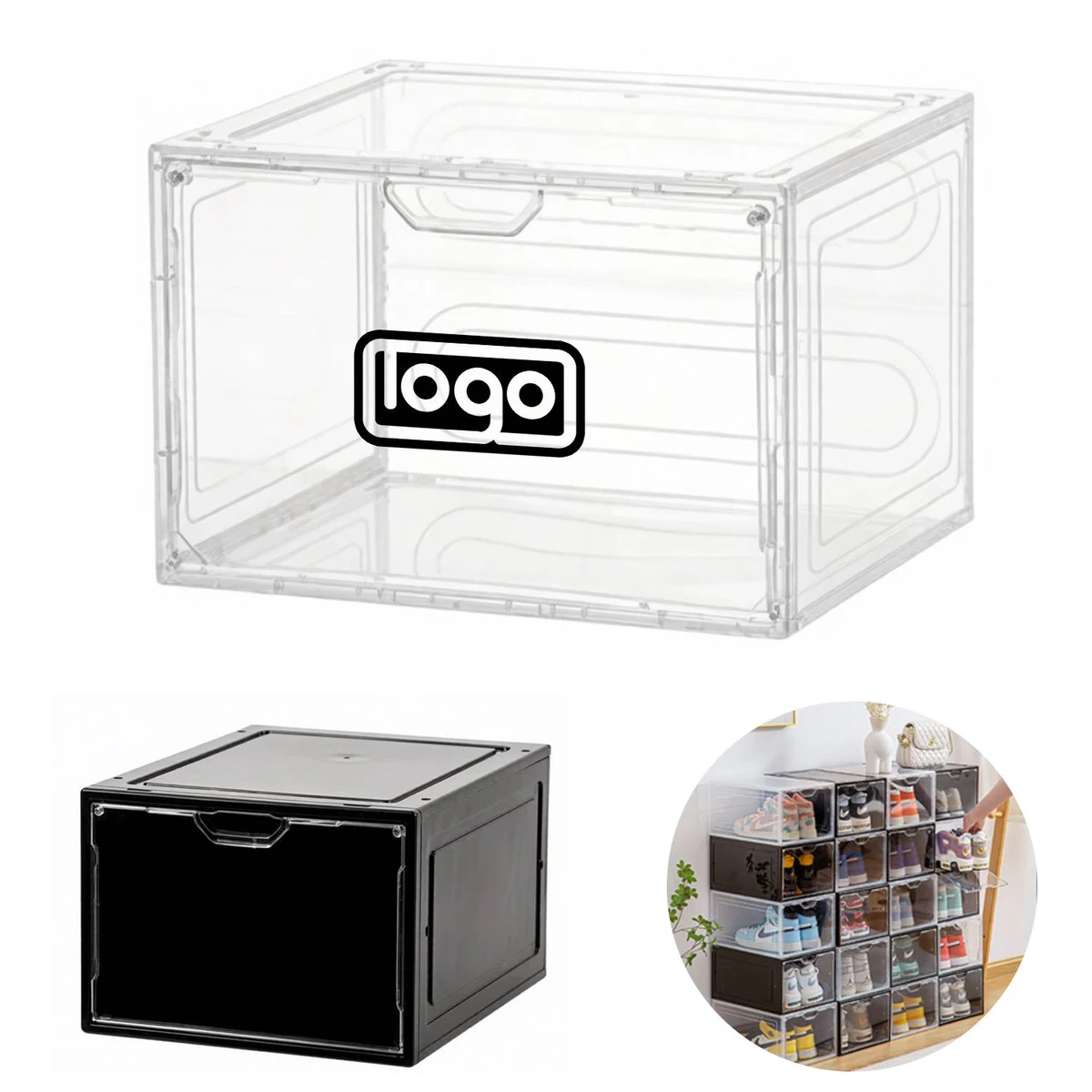 Transparent Magnetic Flip Acrylic Shoe Storage Box 1