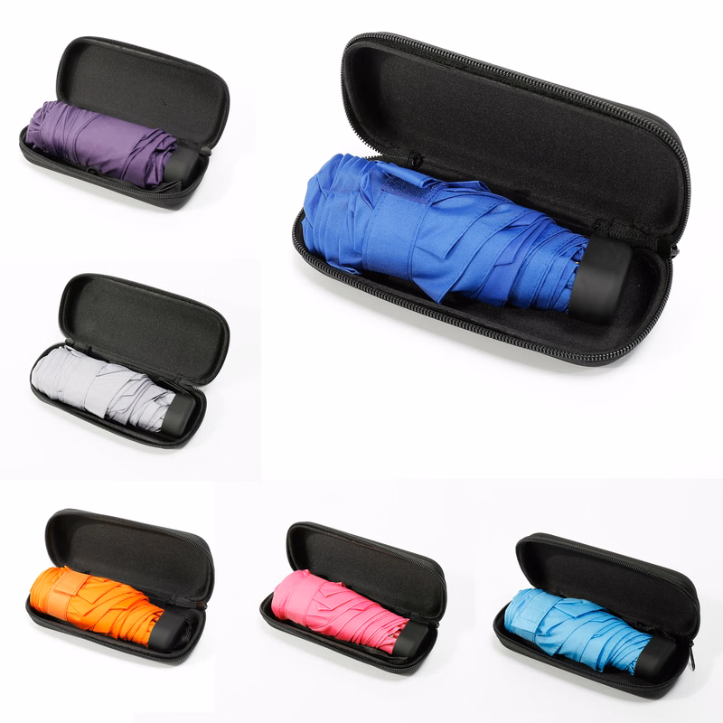 37" Arc Telescopic Folding Travel Umbrella With Eva Case