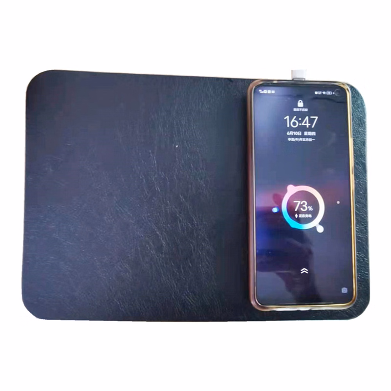 Faux Leather Mouse Pad with Wireless Charger