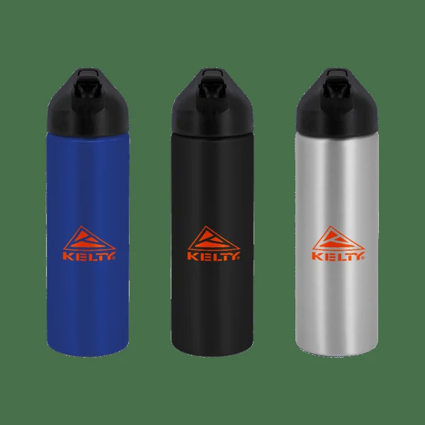 EasyFlow Recycled Aluminum Bottle w Straw Lid, custom water bottle with logo imprint 1
