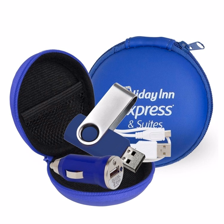 Store N Charge Tech Set in Round Zippered Case