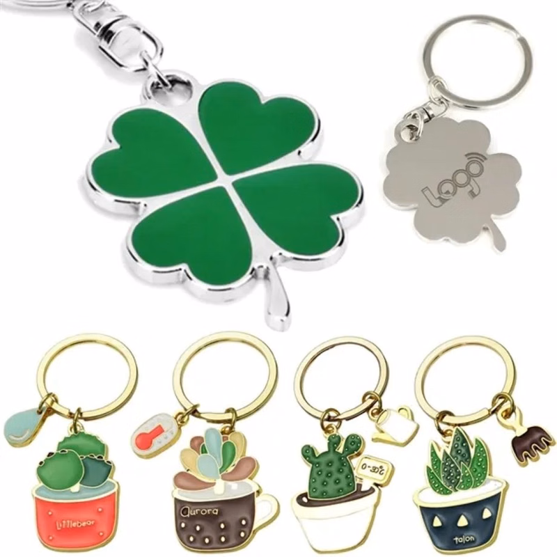 St. Patrick's Day Lucky Four-Leaf Clover Metal Keychain