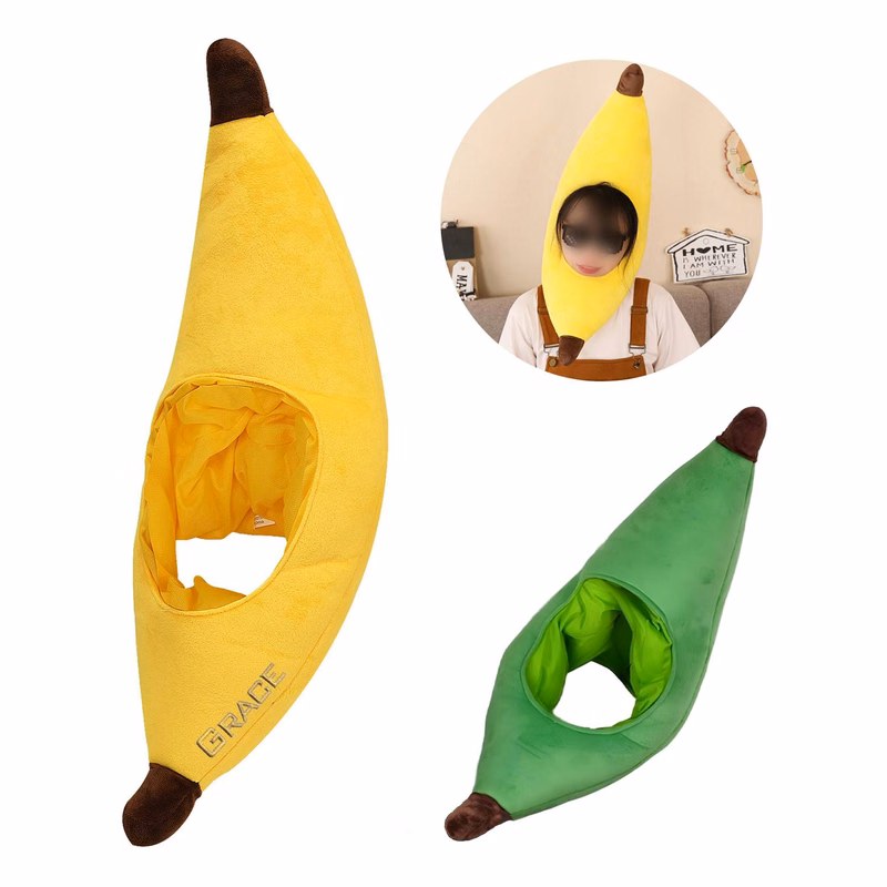 Halloween Silly Banana Plush Head Hat Costume