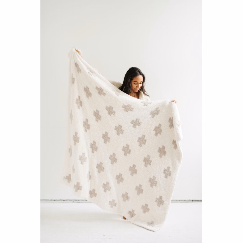 Double Layered Bamboni Swiss Cross-Throw Luxury Blanket (50x60)