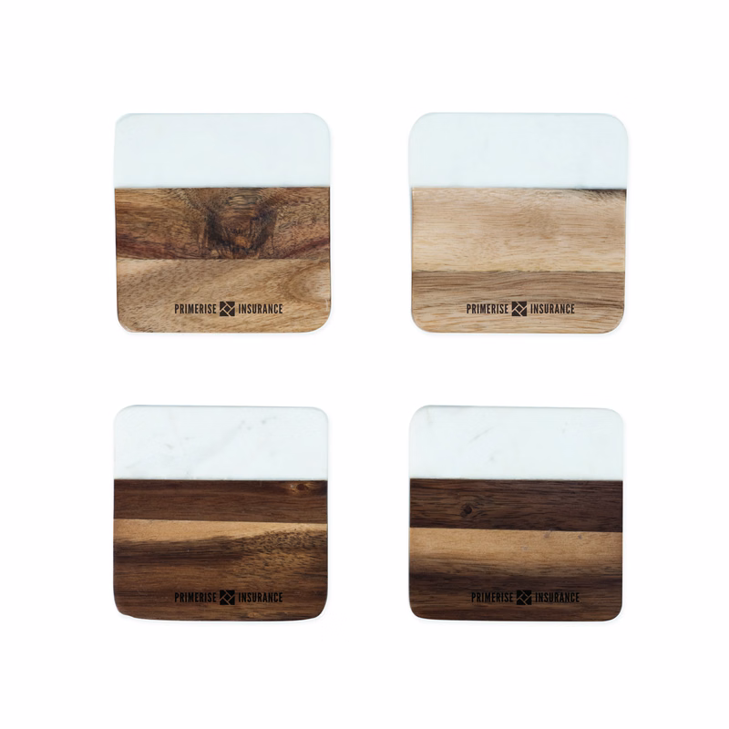 Twine Living® Marble & Acacia Coaster Set