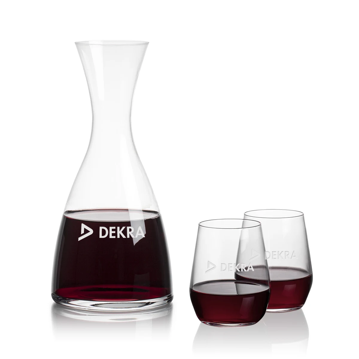 Barham Carafe & Germain Stemless Wine, custom bottle opener with logo imprint 1