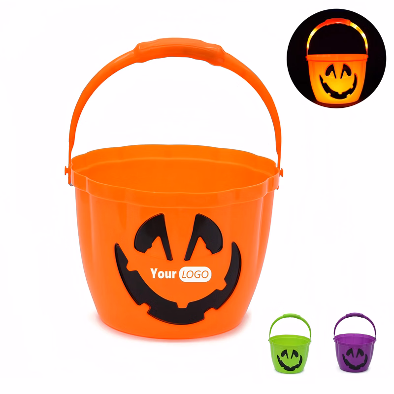Plastic Halloween Hand-Held Luminous Pumpkin Bucket