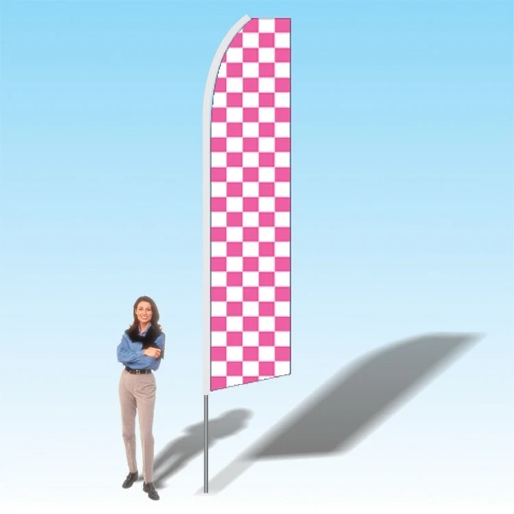 15FT Pink White Checkerd Advertising Banner Flag 1