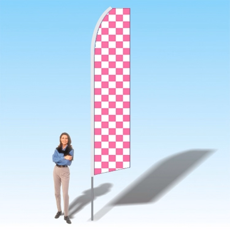 15FT Pink White Checkerd Advertising Banner Flag