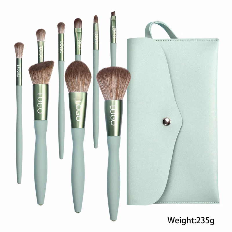 9pcs Diamond Blending Blush Concealer Eye Shadow Makeup Brush Set w/Magnetic buckle PU Bag