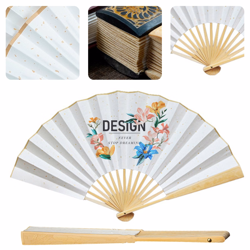 Large Paper Folding Hand Fan 2-Sided Full Color
