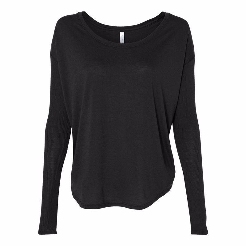 Women's Flowy 2x1 Ribbed Long Sleeve Tee - 8852