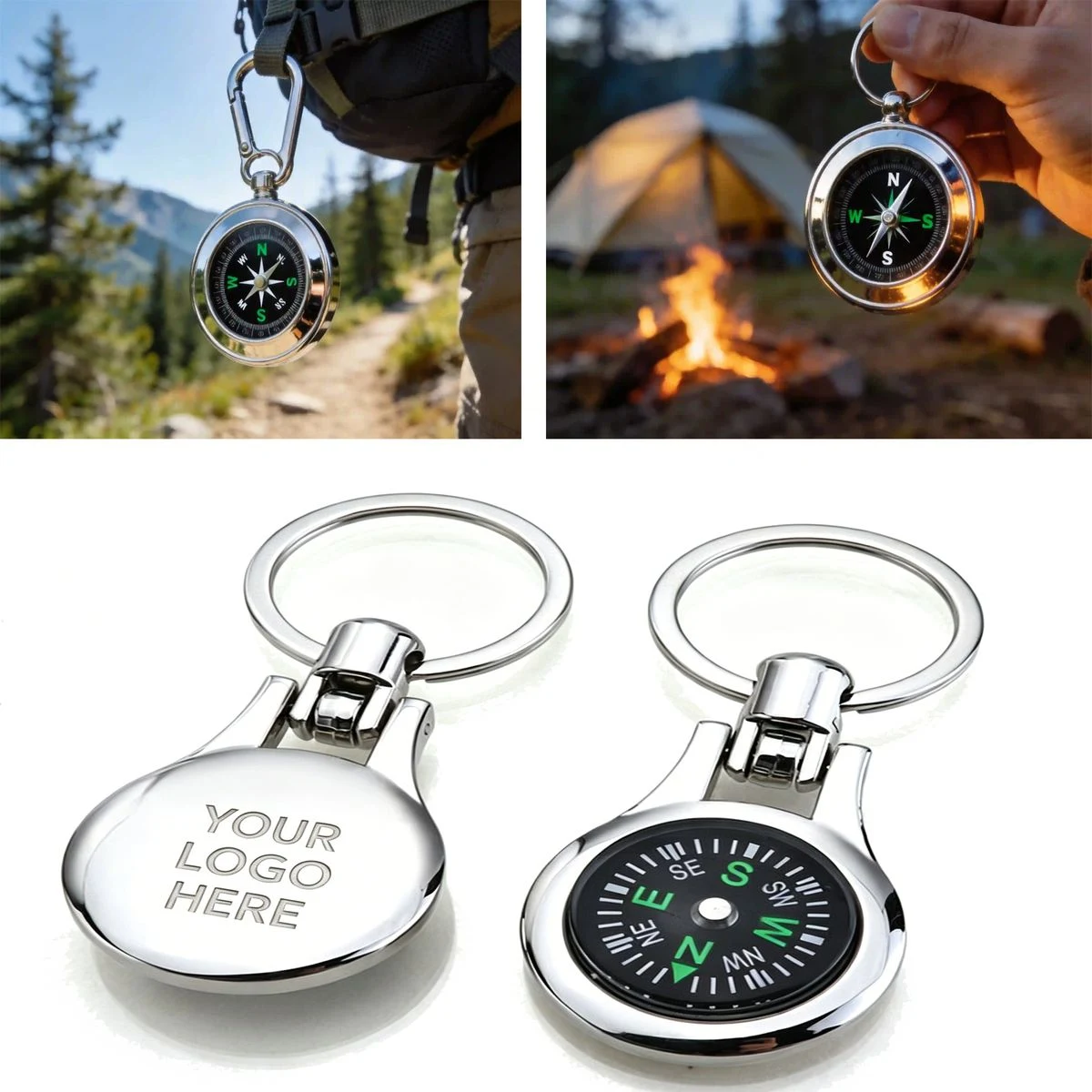 Custom Laser Engraved Compass Keychain 1