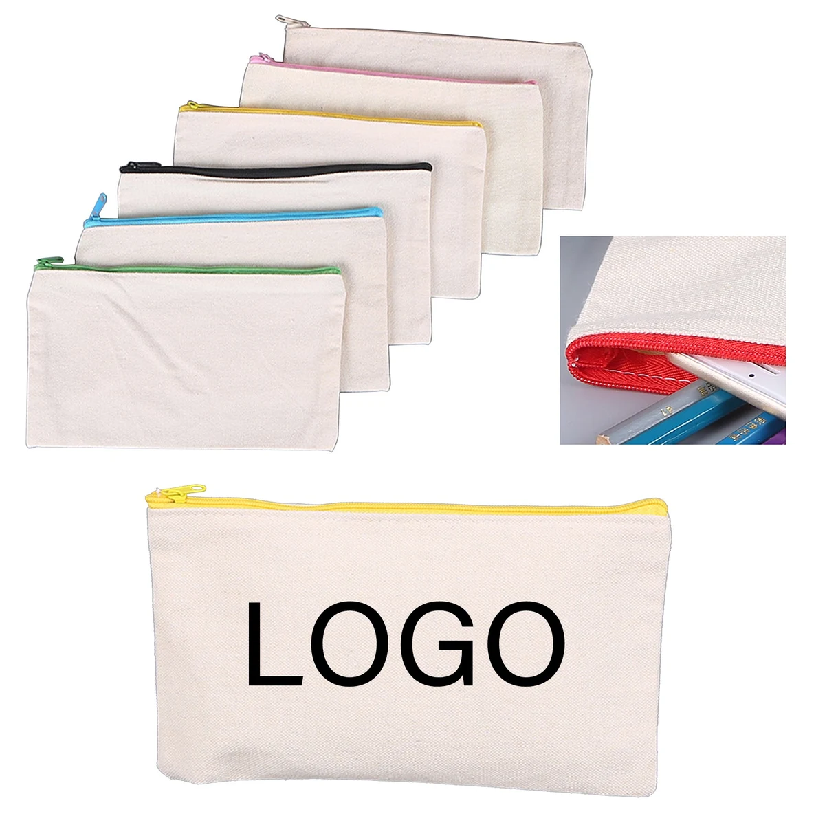 Canvas Zipper Pencil Case, custom tote bag with logo imprint 1