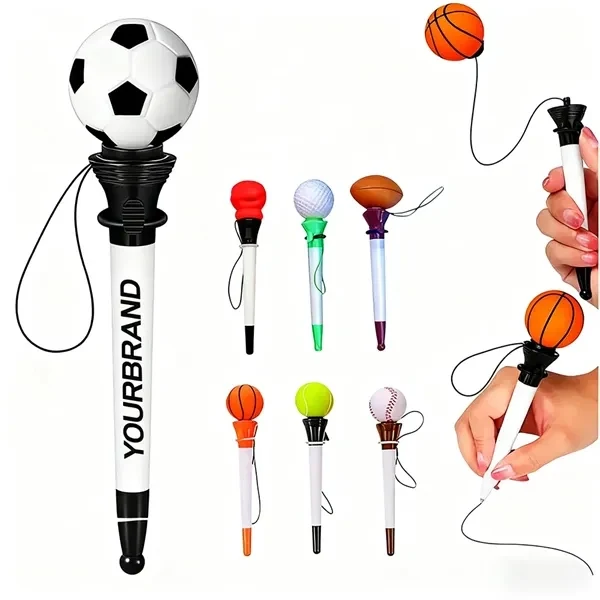 Custom Spring Action Sports Ball Pen — Lightweight Foam Writing Promotion, custom pen with logo imprint 1