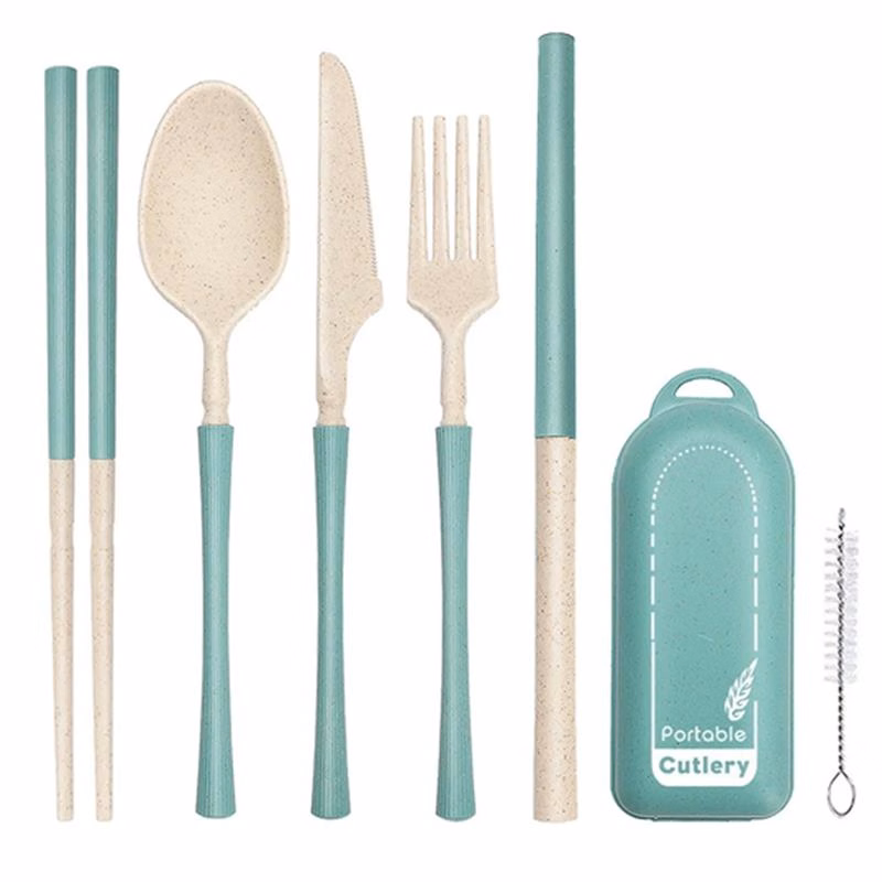 Wheat-plastic Reusable Utensil Set 7PCS