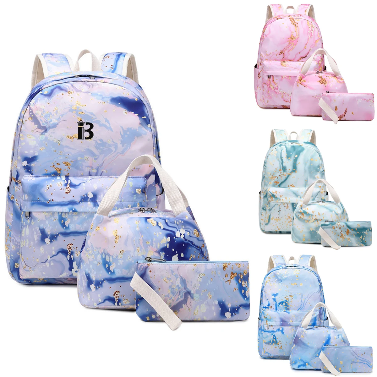 3 Pcs Polyester Water-Resistant School Backpack Set 1