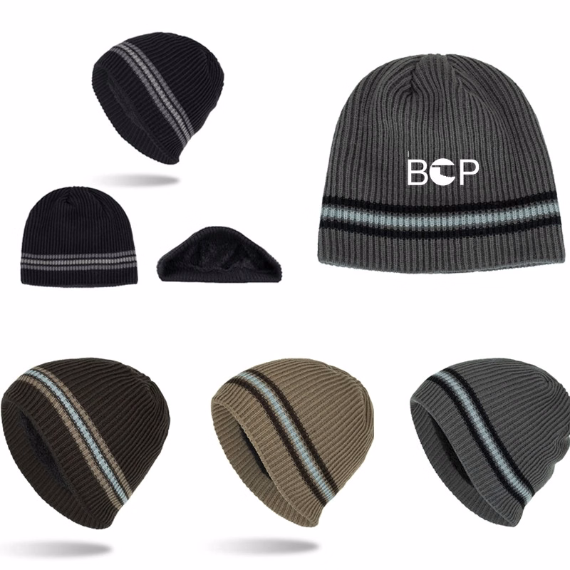 Stripe Knit Beanie Hat