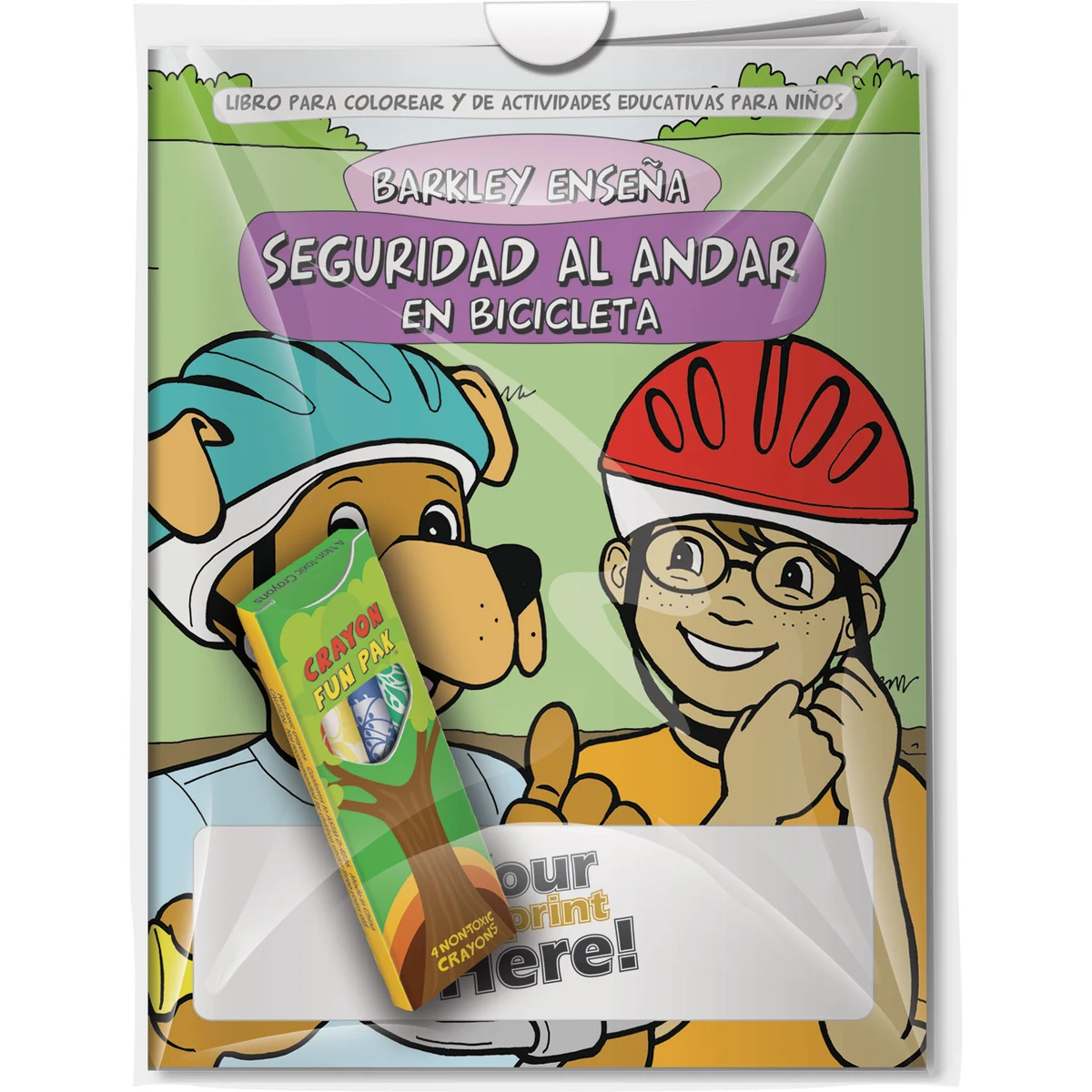 Combo Pack - CB1121s Coloring Book & 4-Pack of Crayons (Imprinted) in a Poly Bag 1