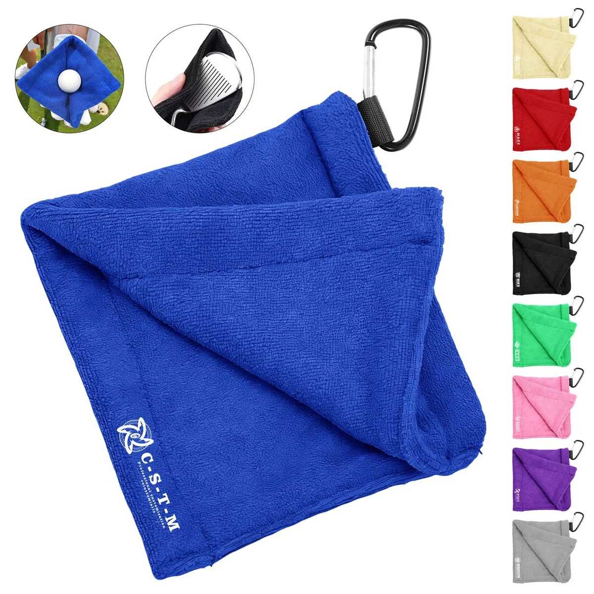 Microfiber Golf Cleaning Towel with Carabiner 1