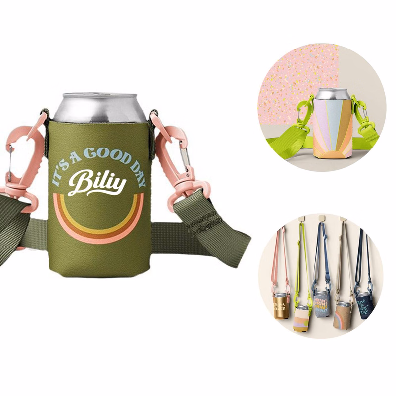 Neoprene Can Cooler Holder with Shoulder Strap