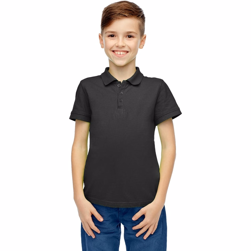 Boys' Uniform Polo Shirts - Black Short Sleeve Size 4 - 7
