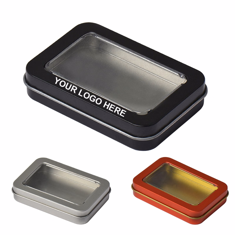 Storage Tin Box With Clear Top