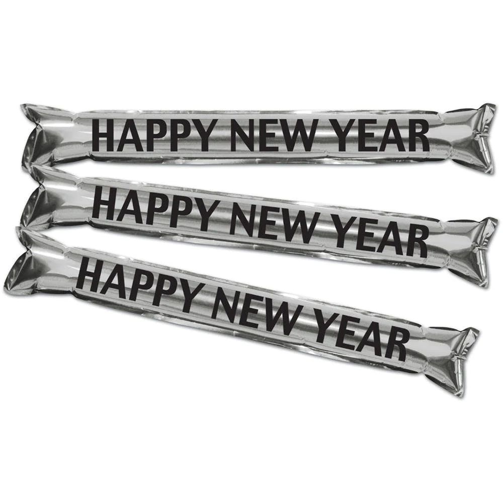 Metallic Party Sticks - Black & Silver 22" 1