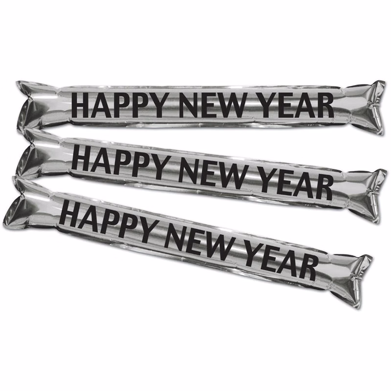 Metallic Party Sticks - Black & Silver 22"
